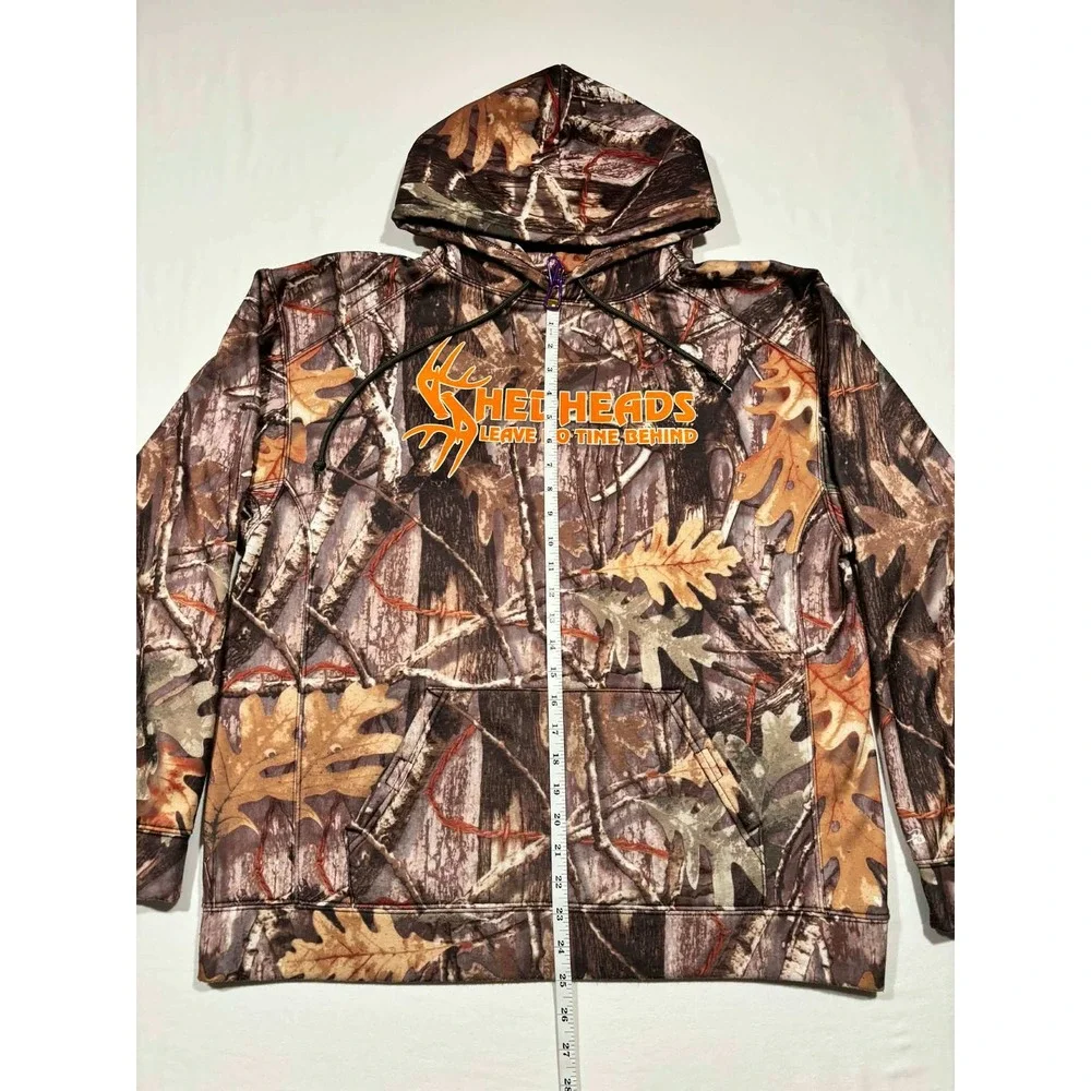 Badger Sport Shedheads Camo Hoodie Mens Large Leave No Tine Behind Hunting Brown